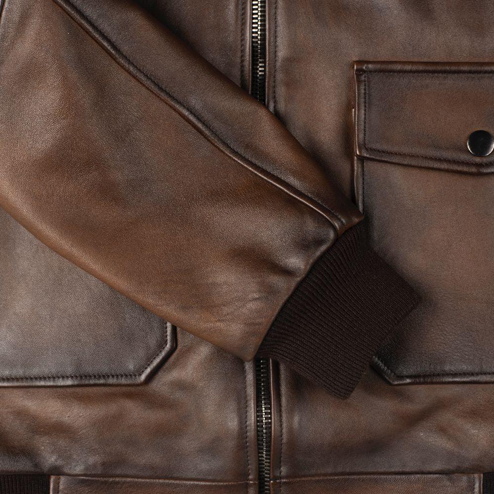 Premium Chocolate Brown Genuine Leather G-1 Flight Bomber Jacket for Men