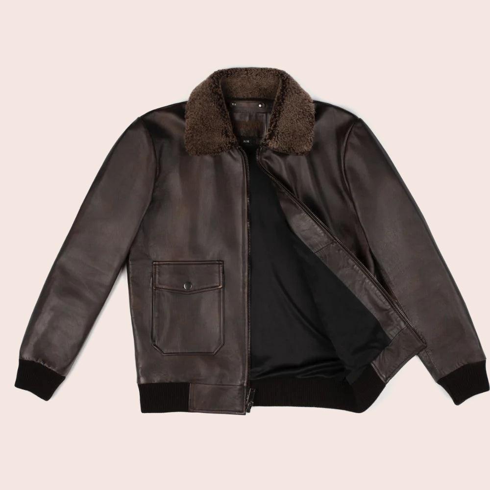 Men's Classic Brown Leather G-1 Flight Bomber Jacket – Timeless Style and Comfort