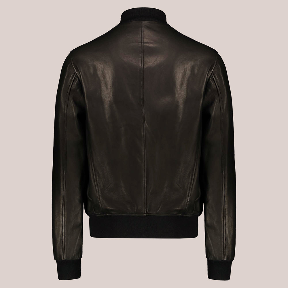 Men Vintage Black A-1 Flight Lambskin Leather Bomber Jacket