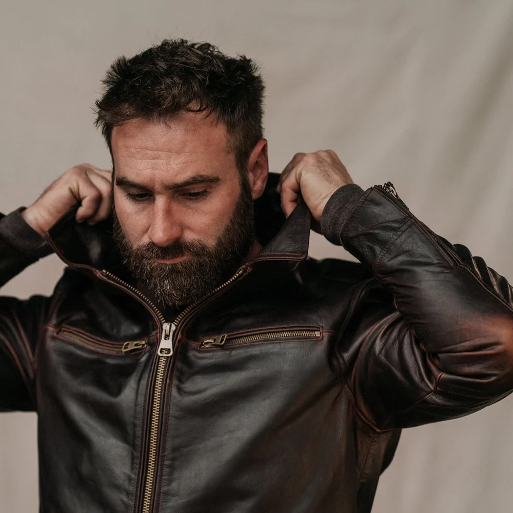 Men's Classic Brown Flight Leather Jacket