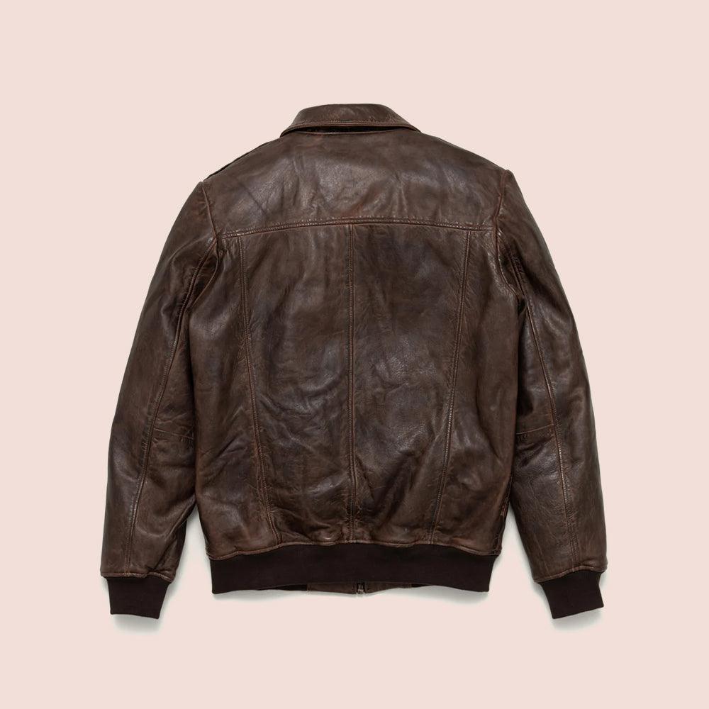 Timeless Men's Brown Lambskin A2 Leather Bomber Jacket