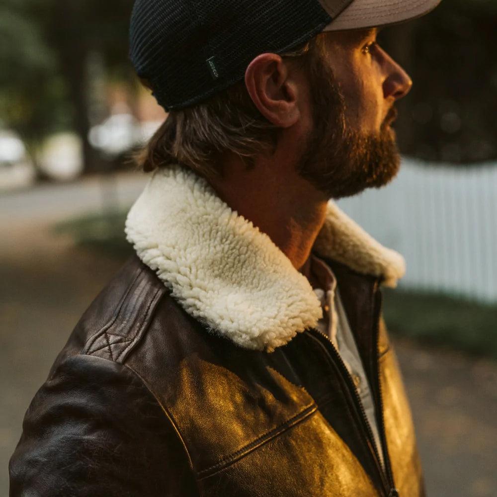 Timeless Men's Brown A2 Lambskin Shearling Bomber Jacket