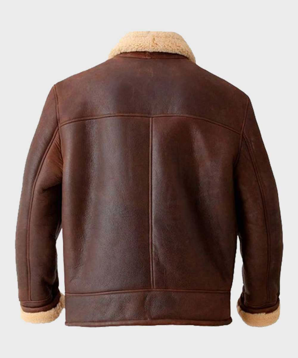 Mens Brown Aviator Shearling Leather Jacket