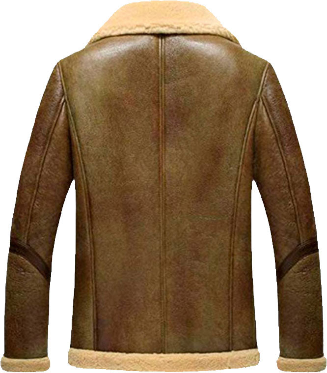 Mens Flight Short Leather Jacket With Fur