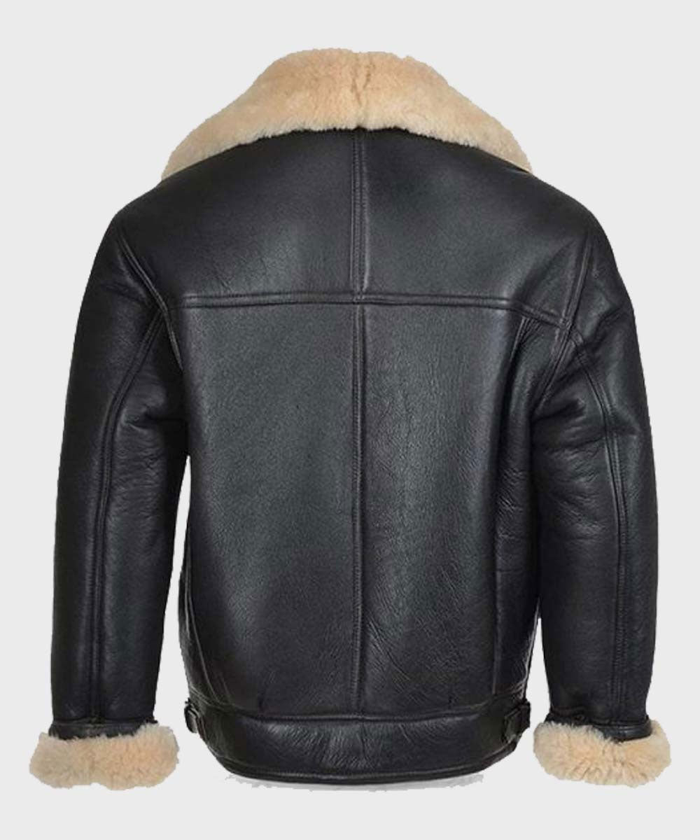 Mens B3 Black Shearling Leather Jacket