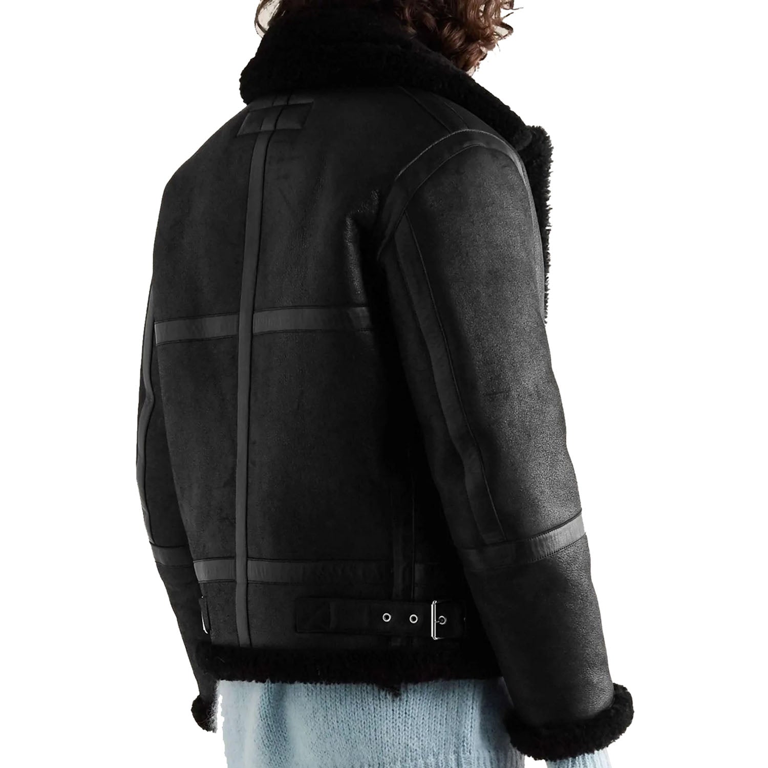 Men's B3 Black Sheepskin Shearling Bomber Jacket