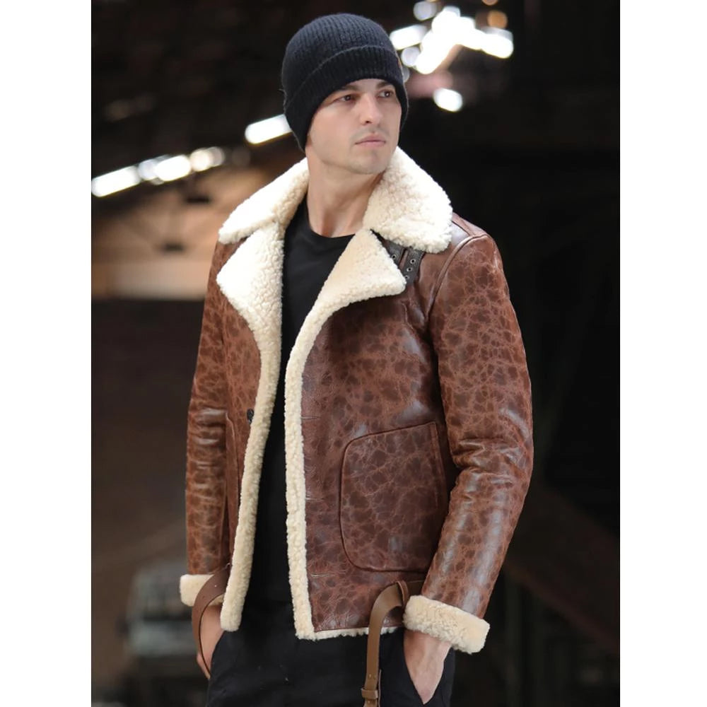 Mens Airforce Aviator Sheepskin Leather Jacket