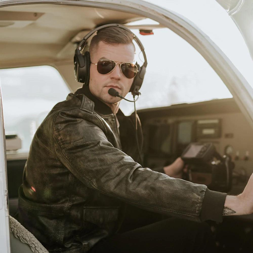 Men's B3 Pilot Black Sheepskin Leather Bomber Jacket