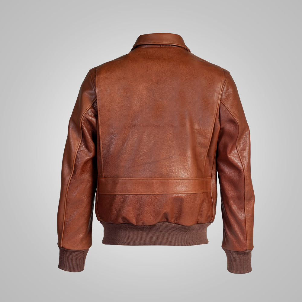 Mens Brown RAF Flying Leather Bomber Jacket