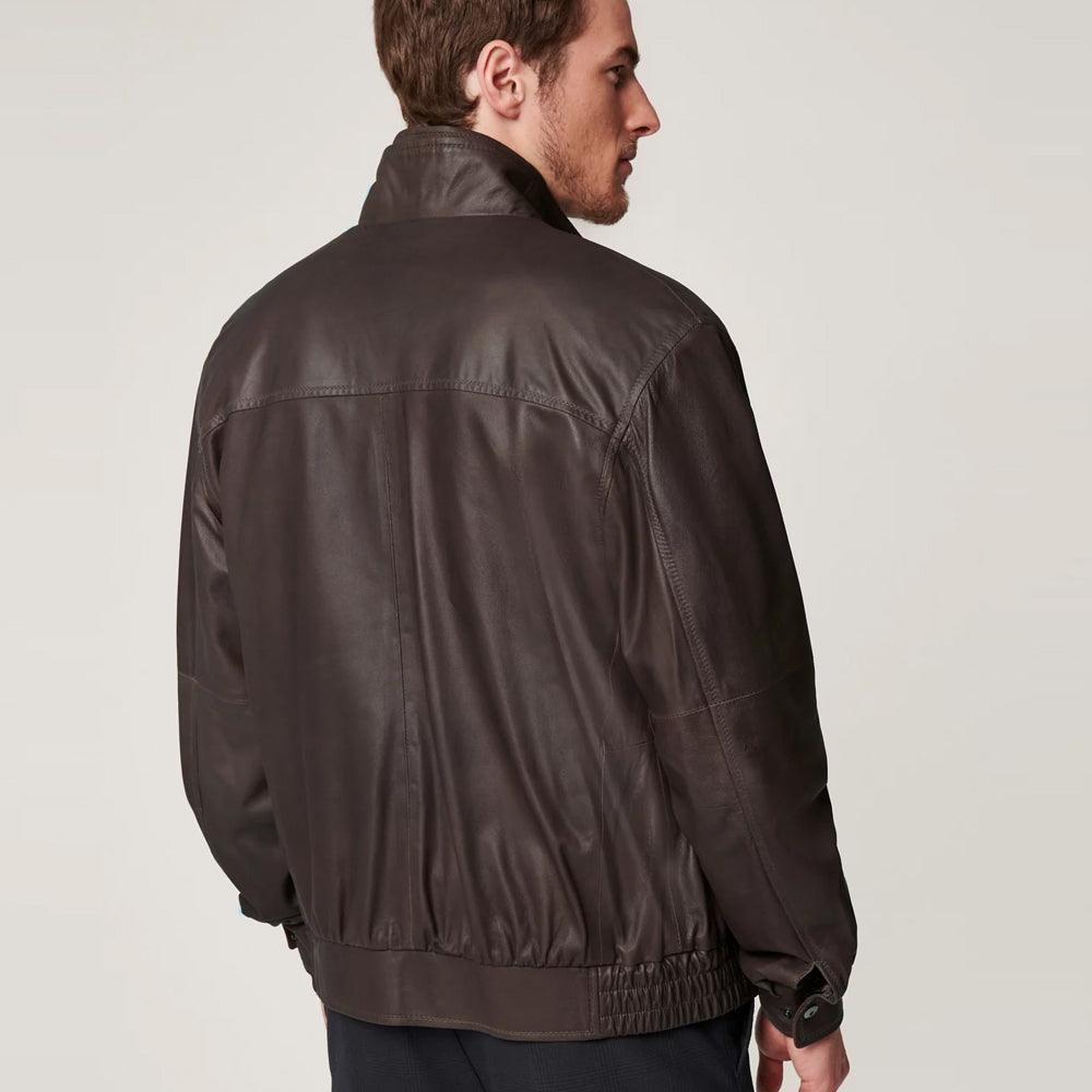 Timeless Men's Brown Sheepskin Leather Aviator Bomber Jacket