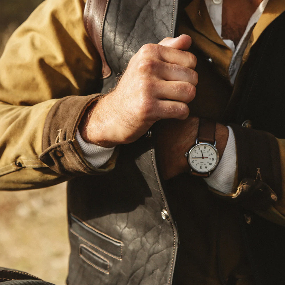 Mens Multi Color Brown Buffalo Leather Vest