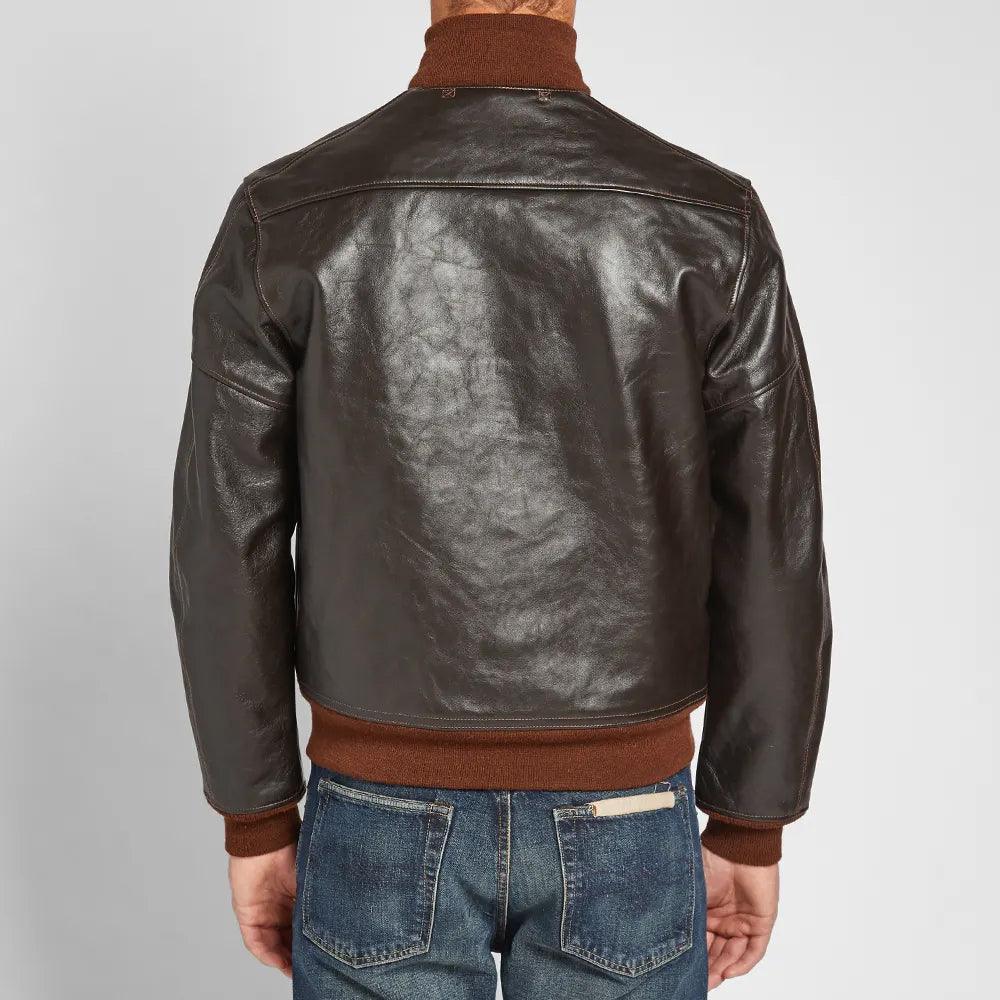 Stylish Men's Vintage A-1 Brown Leather Bomber Jacket for a Classic Look