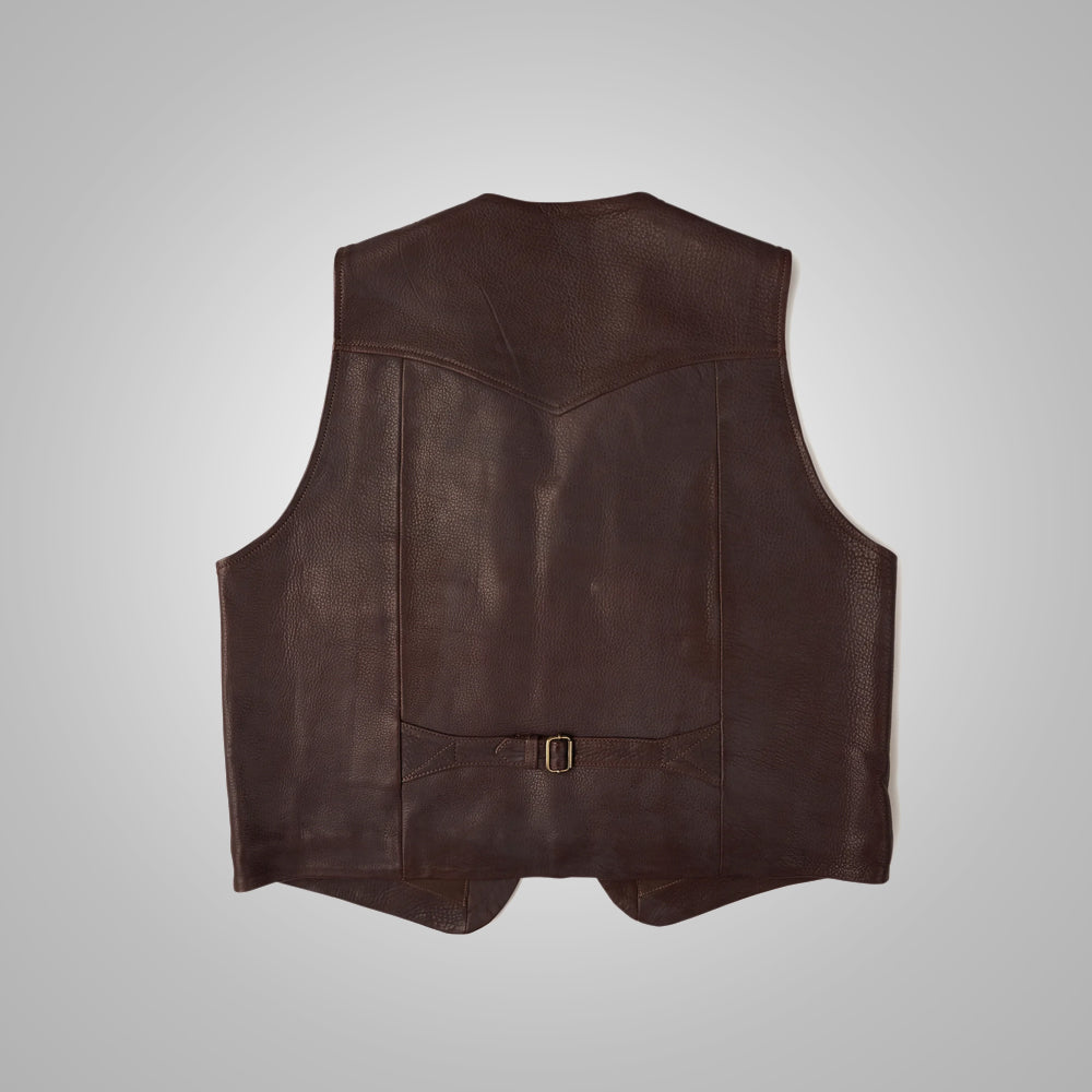 Mens Western Stlye Brown Leather Vest