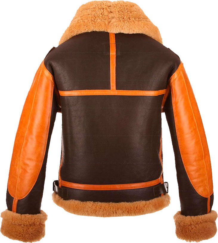 New Style Two Tone Mens Bomber Leather Jacket With Fur