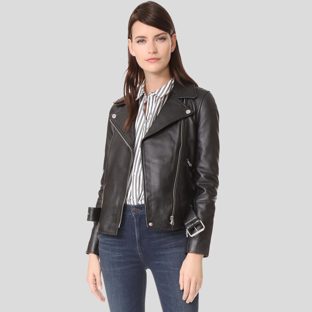 Sandra Black Biker Leather Jacket