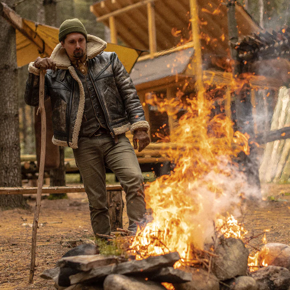 Sherpa Jacket for men in sheepskin leather