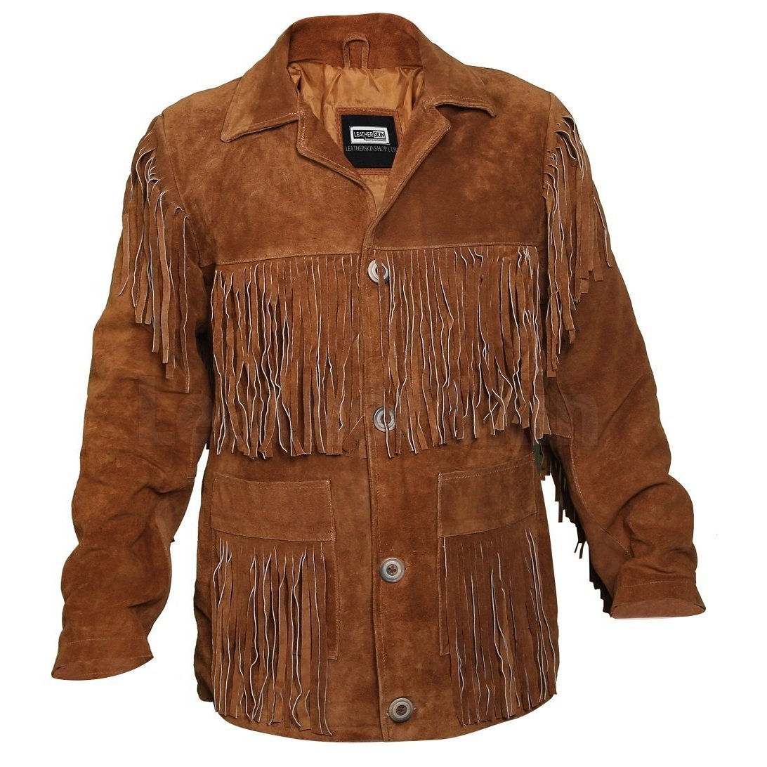 Tawny Suede Leather Jacket with Fringes