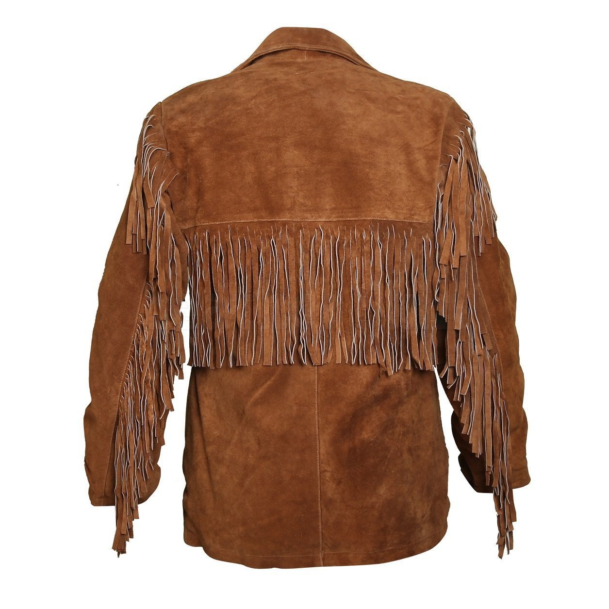 Tawny Suede Leather Jacket with Fringes