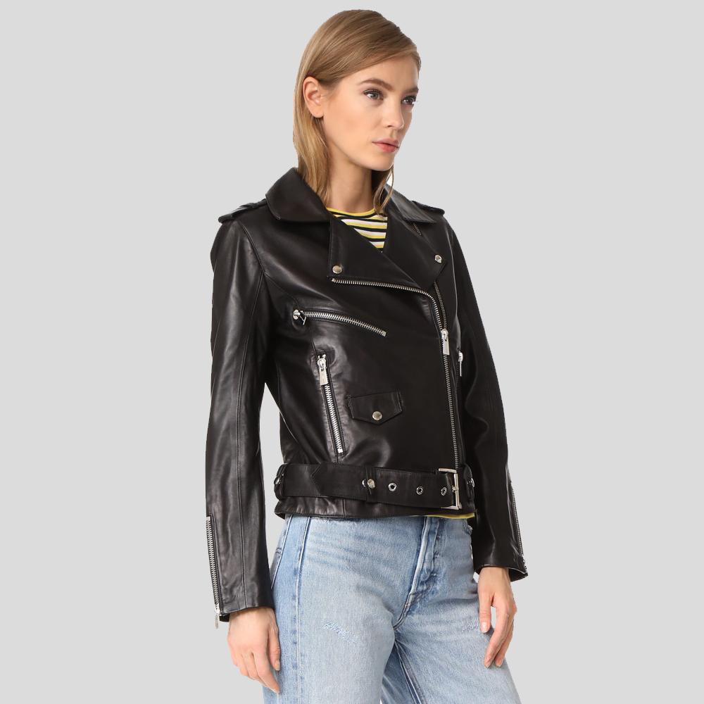 Whitley Black Biker Leather Jacket