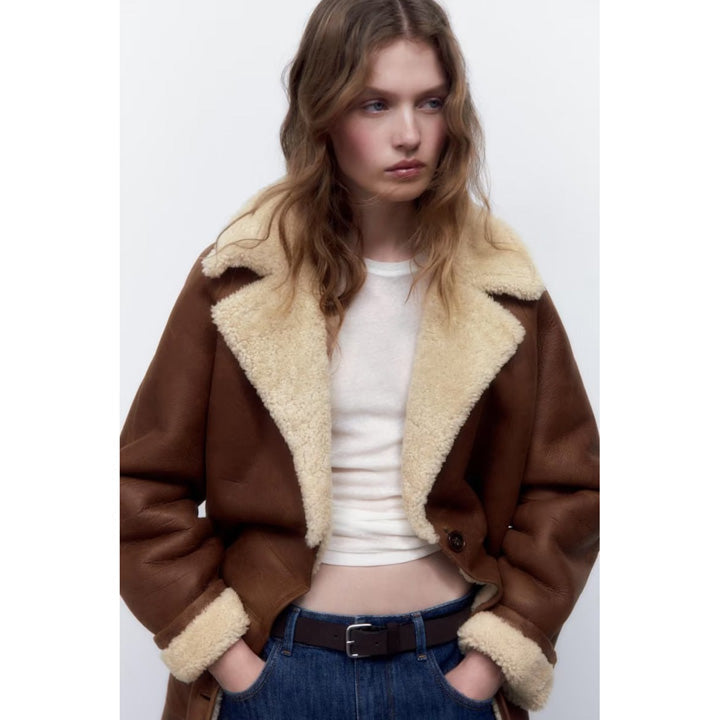 Ladies' B3 RAF Aviator Shearling Leather Bomber Jacket - Timeless Style and Cozy Warmth!