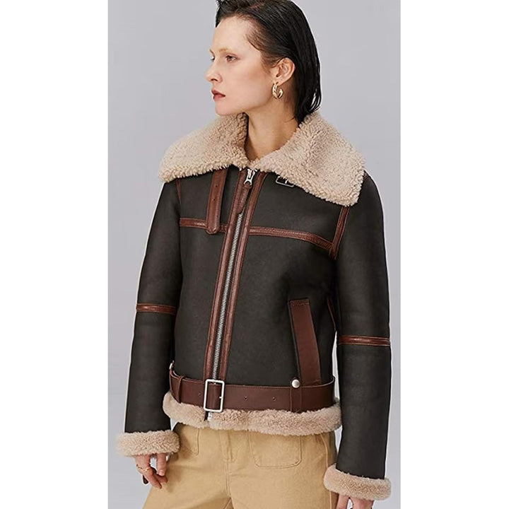 Stylish Women's B3 RAF Aviator Shearling Bomber Jacket for Ultimate Comfort and Warmth