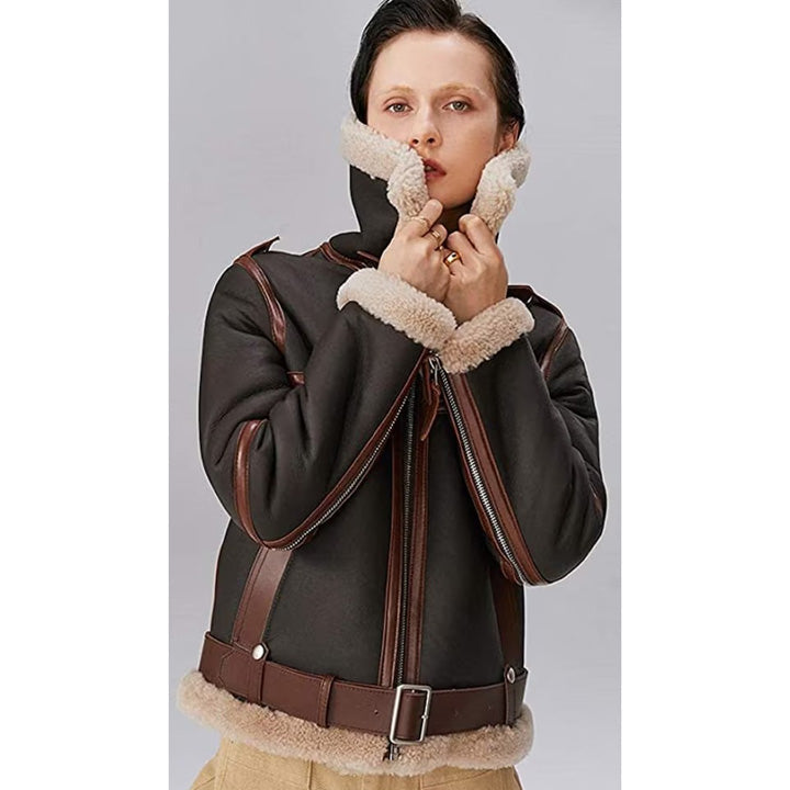 Stylish Women's B3 RAF Aviator Shearling Bomber Jacket for Ultimate Comfort and Warmth