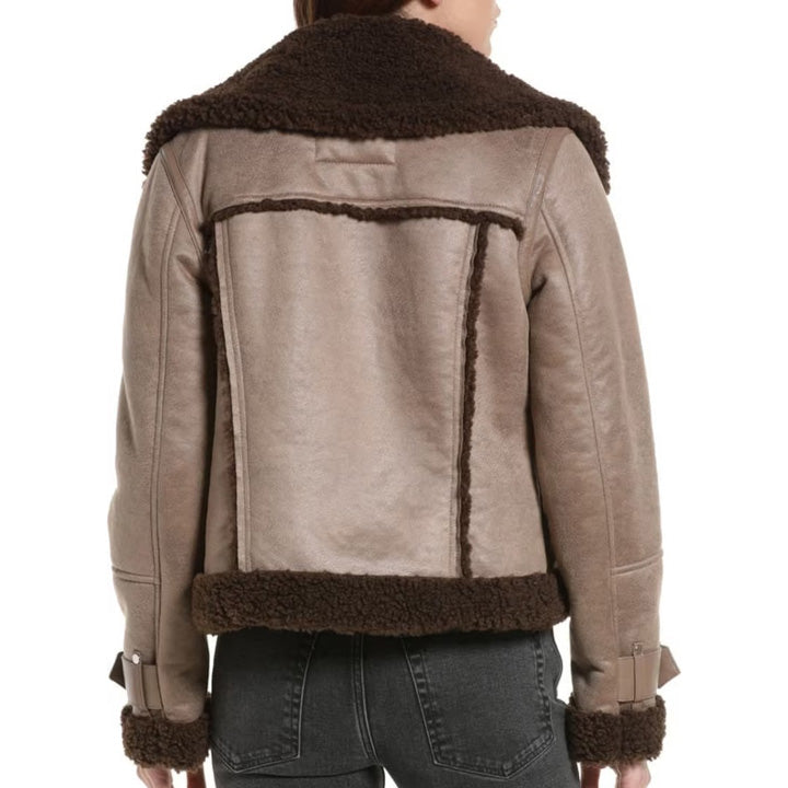 Elevate Your Style with Our Women's Shearling Aviator Leather Jacket