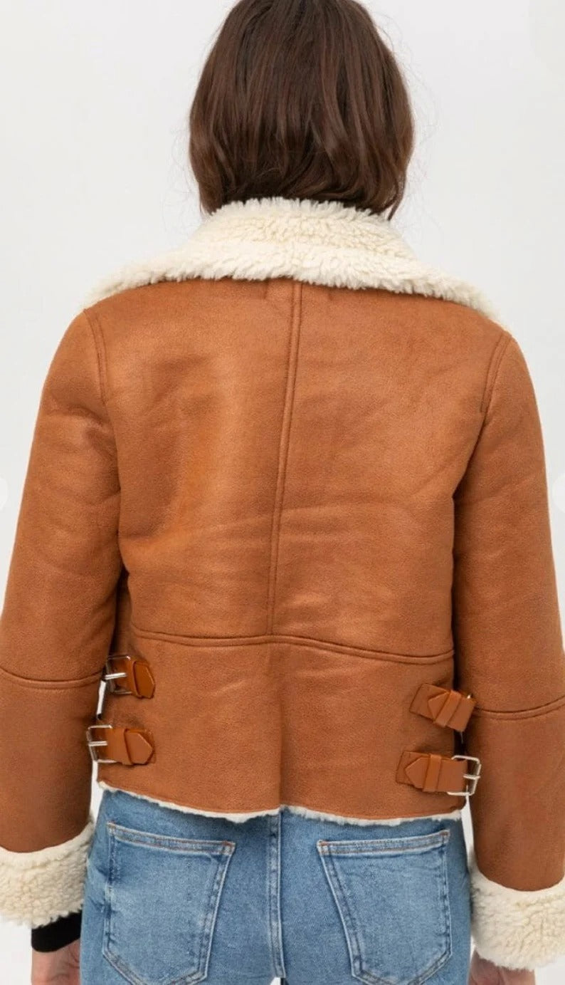 Classic Women's Brown Shearling B3 Bomber Aviator Jacket - Vintage Charm