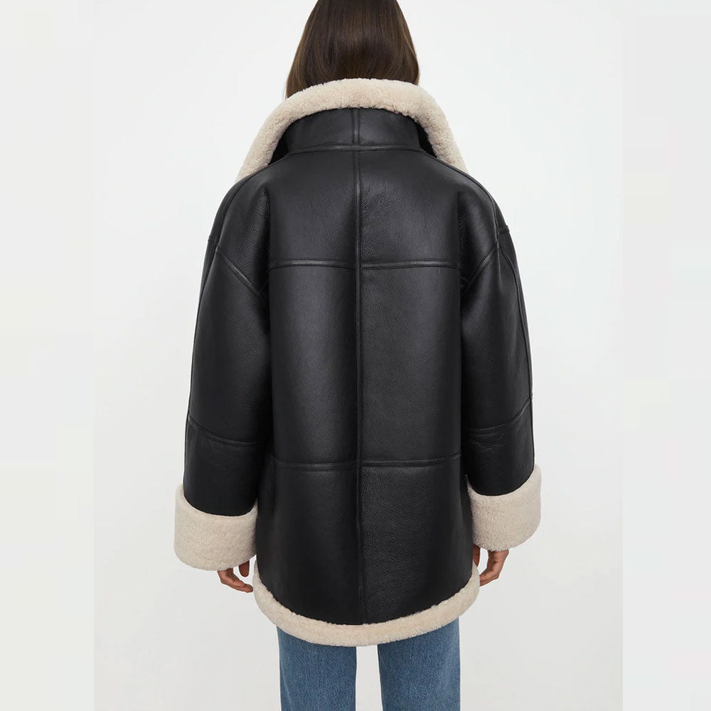 Women B3 RAF Aviator Styled Sheepskin Shearling Leather Jacket