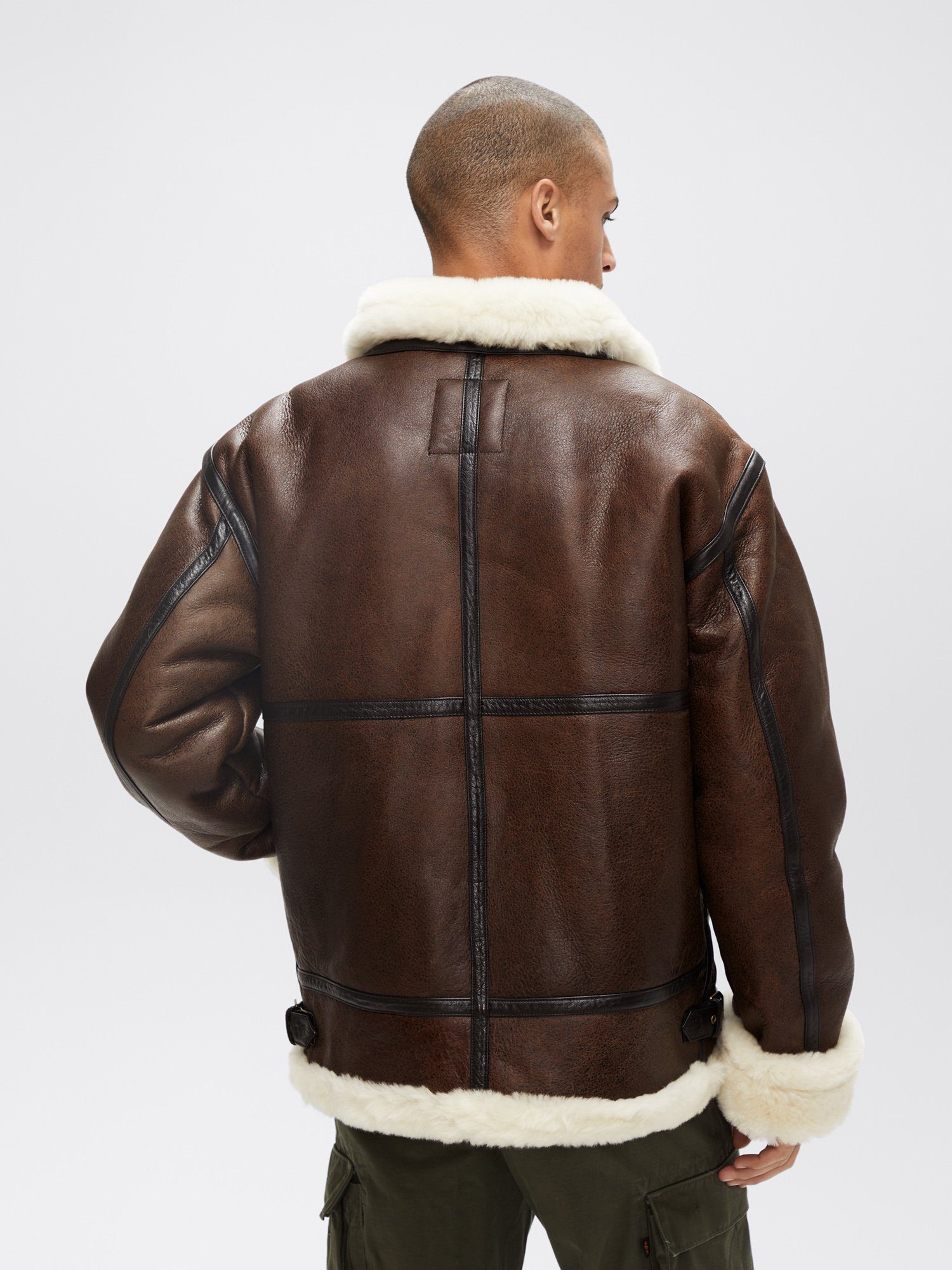 B-3 Flight Leather Bomber Aviator Jacket outerwear