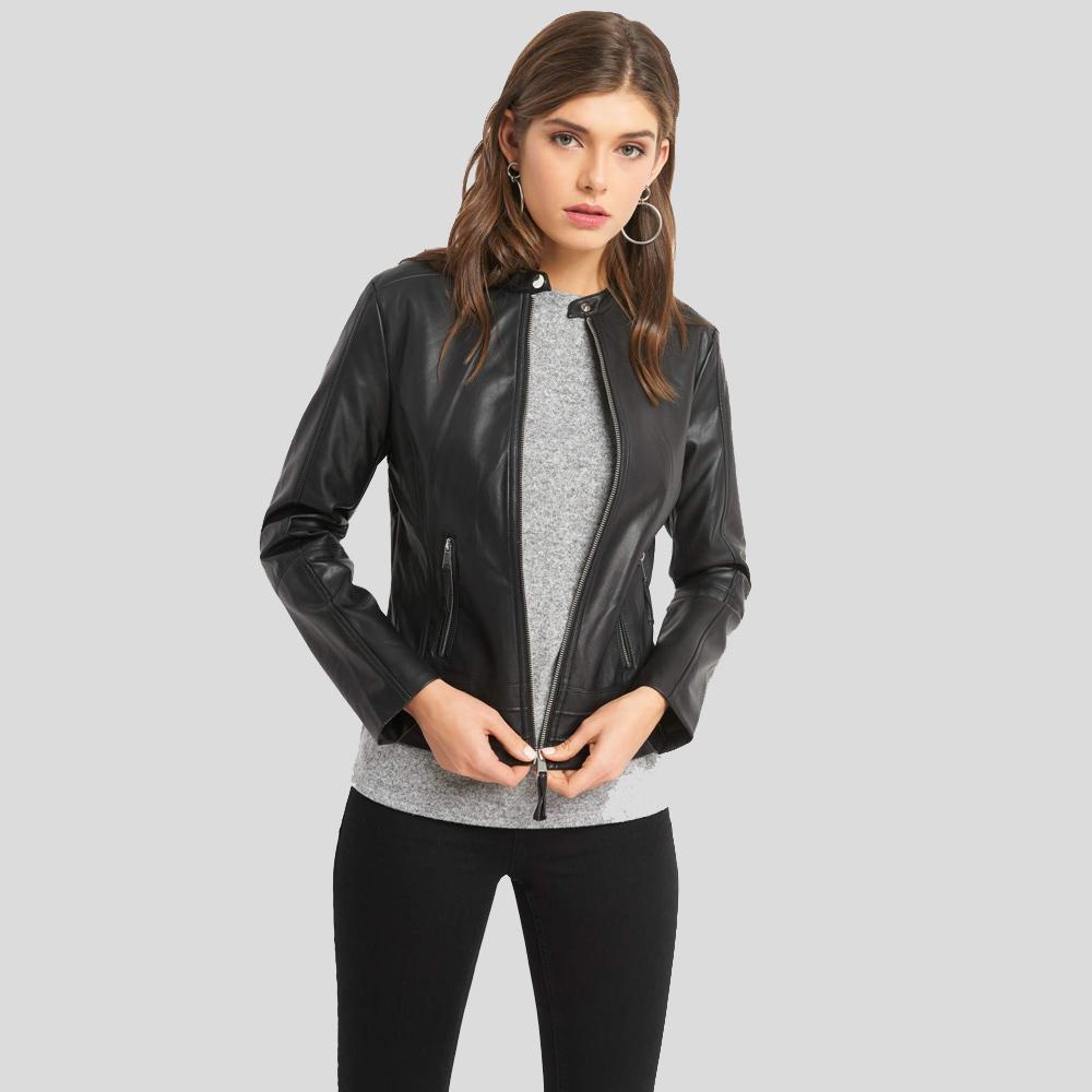 Cora Black Biker Leather Jacket