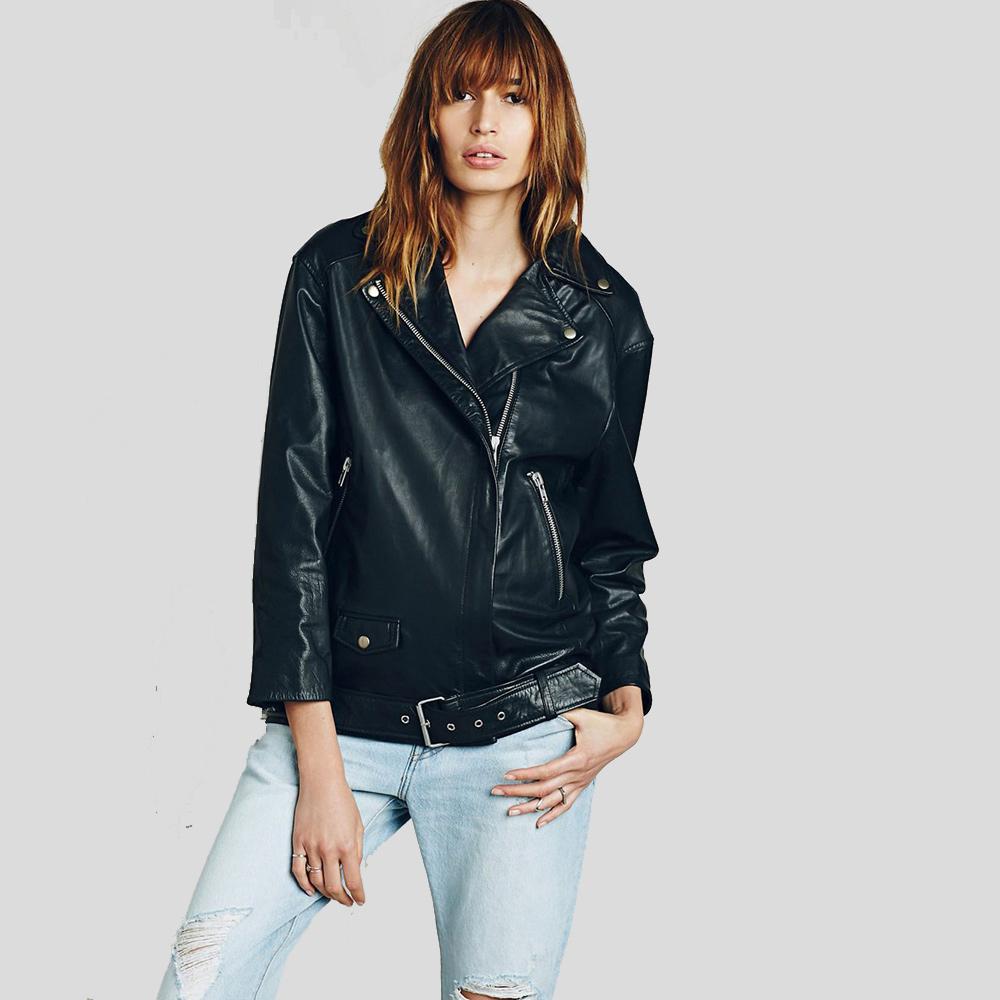 Lucia Black Biker Leather Jacket