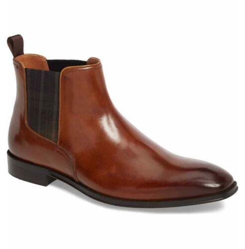 Mens Brown Leather Chelsea Boots, Men Brown Ankle Leather Boot