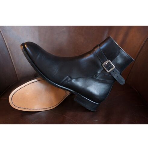 Handmade Men Black Leather Jodhpurs, Black Ankle Boots