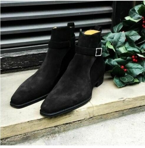 Handmade Mens Black Suede Jodhpurs Boot, Men New Fashion Suede Ankle Boots