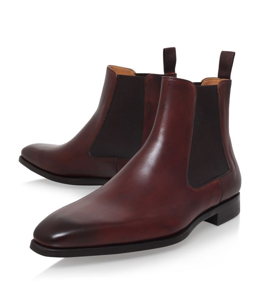 New Handmade Men Burgundy color Chelsea boots, Men leather Chelsea ankle boots