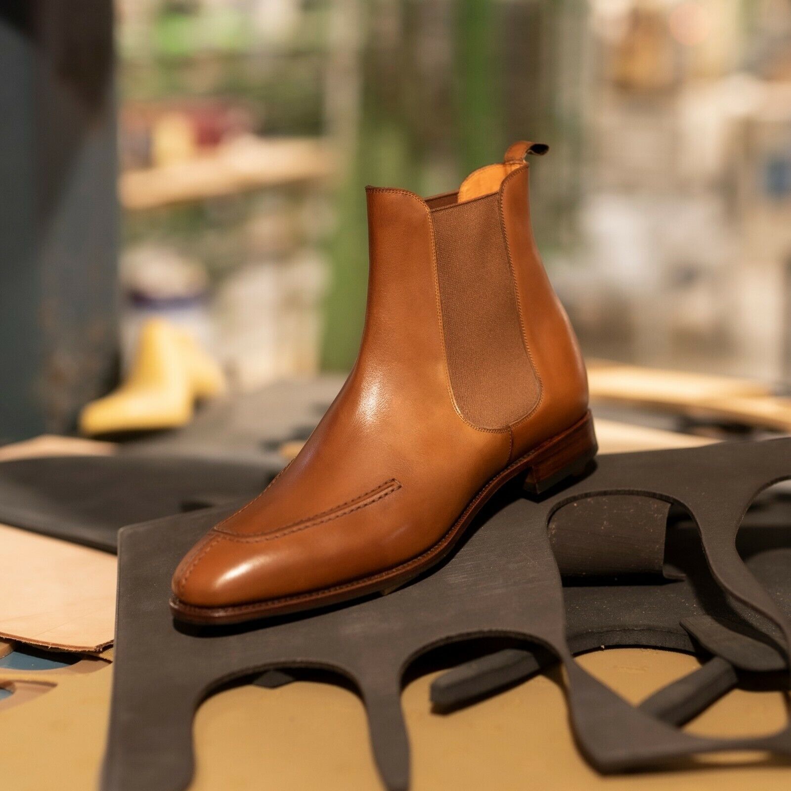 Handmade Mens Tan brown Chelsea boots, Men leather ankle boots, Men dress boots