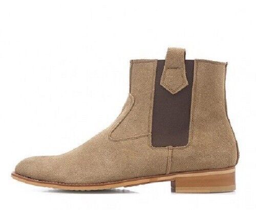 Handmade Men Camel color Chelsea boots, Men ankle boots, New Men Suede boots