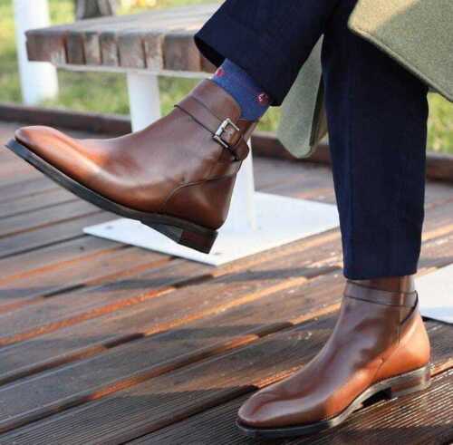 Handmade Brown Jodhpur Boots for Men Ankle Leather Boots