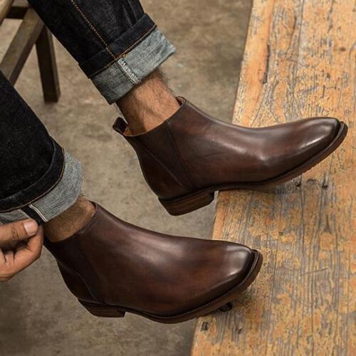 Lace Up Burnished Coffee Brown High Ankle Party Wear Stylish Chelsea Men Boots