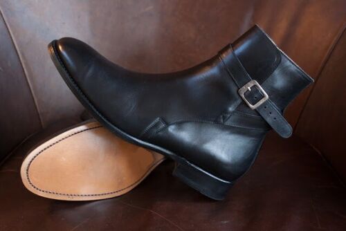 Handmade Men Black Leather Jodhpurs, Men Black Ankle Boots, Men leather Boots