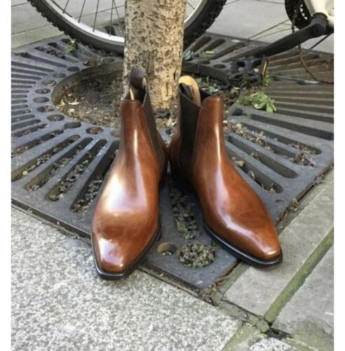 Handmade Tan Shaded Chelsea Boots for Men