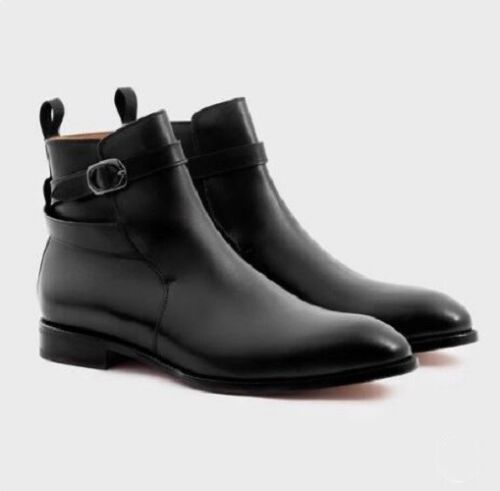 New men Black monk strap jodhpur ankle leather dress boot, formal boot, business