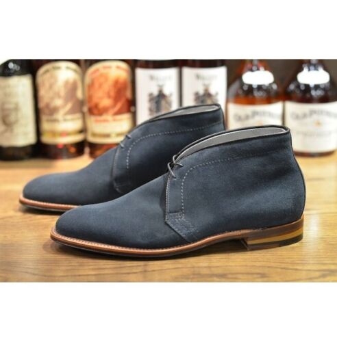 Handmade Men Navy Blue Suede Chukka Boots, Casual Suede Chukka Boots