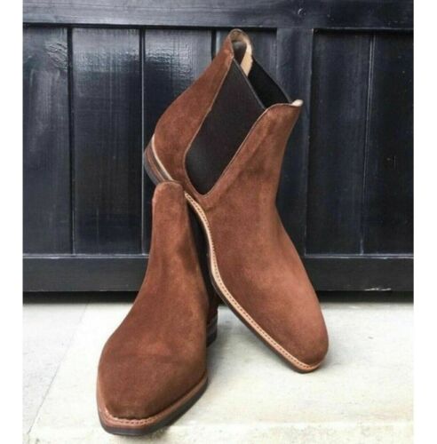 Men’s Square Toe Suede Chelsea Boots, Elegant Casual Suede Chelsea Boot