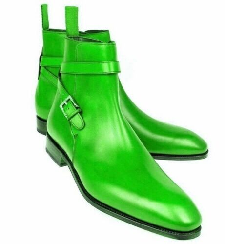 Strong Footing Parrot Green Round Strap High Ankle Real Leather Jodhpur Boots