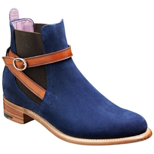 Handmade Men Jodhpurs Style Suede Leather Blue Ankle Boots Men leather Boot