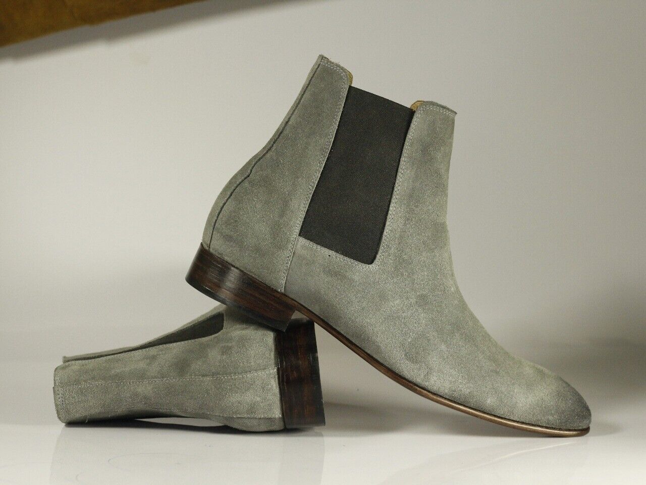 Handmade Men's Gray Suede Chelsea Boots, Men Ankle Boots, Men Designer Boots