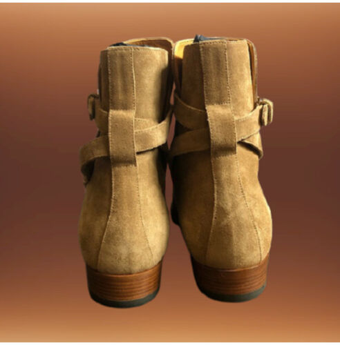 Handmade Mens Beige Suede Jodhpurs Boot, Men Casual Wear Ankle Boots