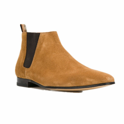 British Men's Chelsea Boots Real Suede Leather Pull On Ankle Pointy Toe Shoes